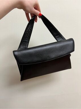 1960s Vintage Classic Black Leather Shoulder Bag - Women Calego